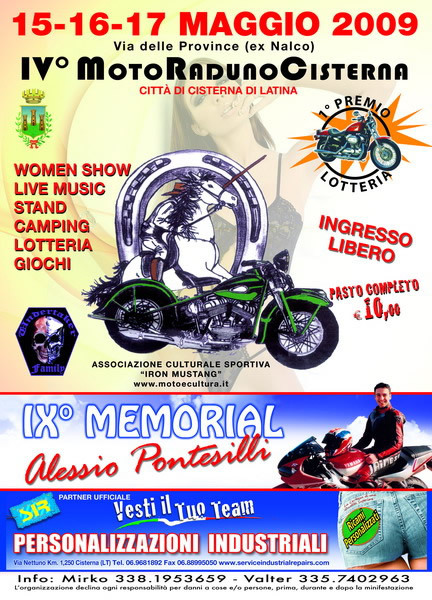 iv-motoraduno-citta-di-cisterna-ix-memorial-alessio-pontesilli-2009-flyer